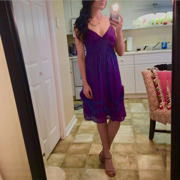 💐100% Silk Fashion Spy Dress w/ Handmade Flowers - Picture 3 of 9